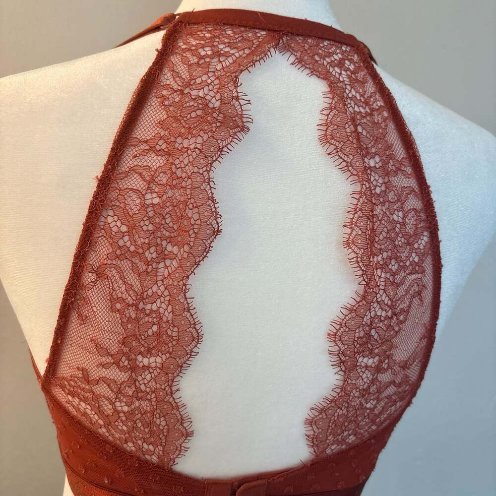 Victoria's Secret Orange Lined Wireless Bra with Lace Racerback